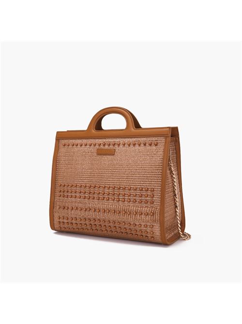 malibu big shopper rafia + synthetic cuoio La carrie | 141M-HB-571-RAE/CUOCUOIO